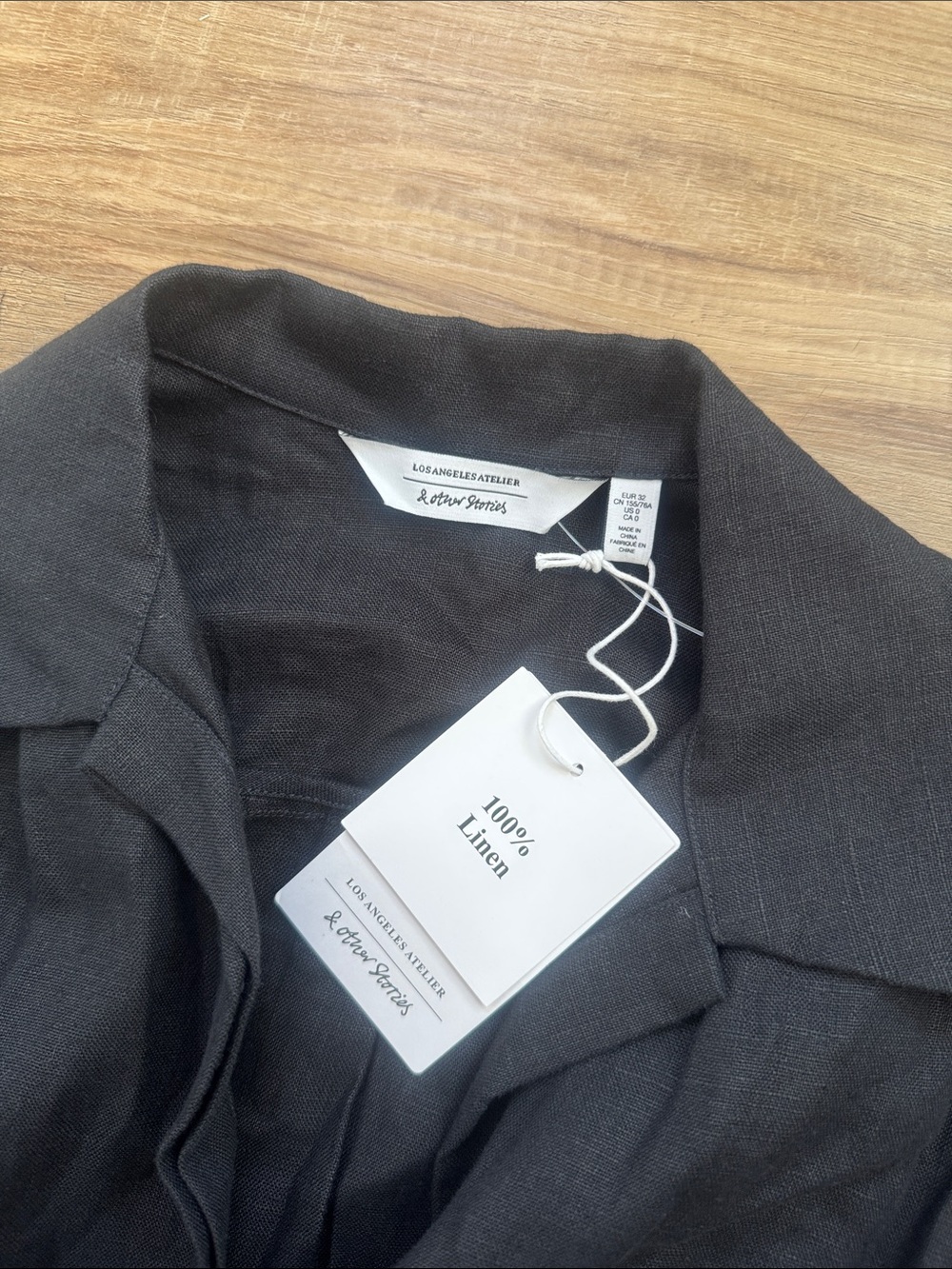 & Other Stories linen mini shirt dress black NWT Size 0 - Picture 5 of 7